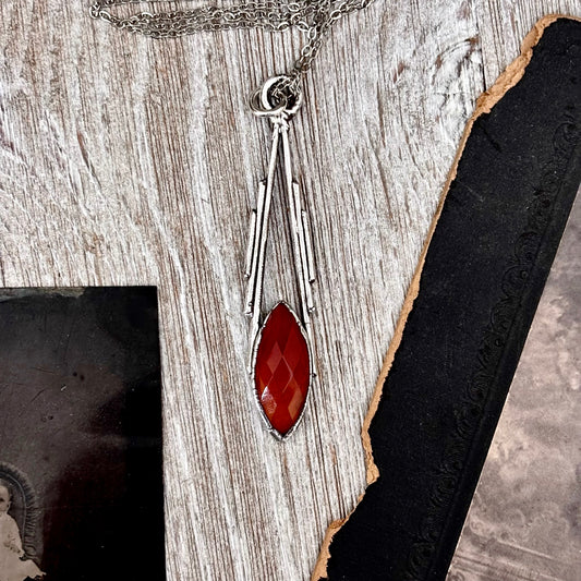 Red Carnelian Crystal Necklace in Fine Silver / Foxlark Collection - One of a Kind