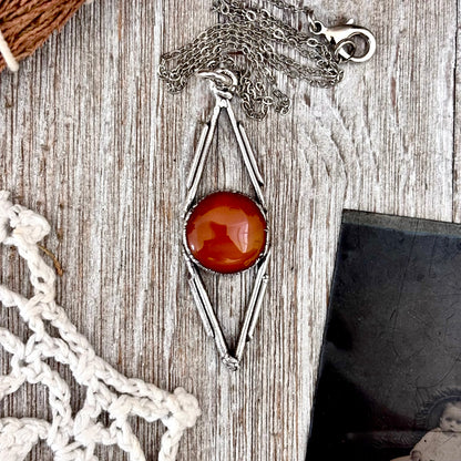 Red Carnelian Crystal Necklace in Fine Silver / Foxlark Collection - One of a Kind