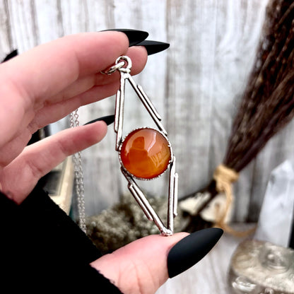Red Carnelian Crystal Necklace in Fine Silver / Foxlark Collection - One of a Kind