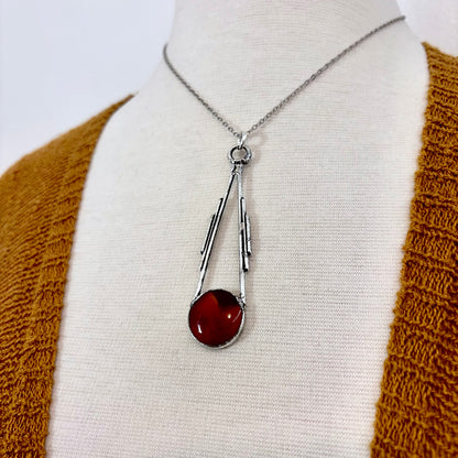 Red Carnelian Crystal Necklace in Fine Silver / Foxlark Collection - One of a Kind