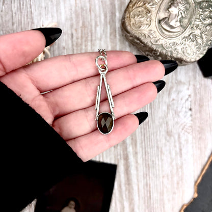 Smoky Quartz Crystal Necklace in Fine Silver / Foxlark Collection - One of a Kind