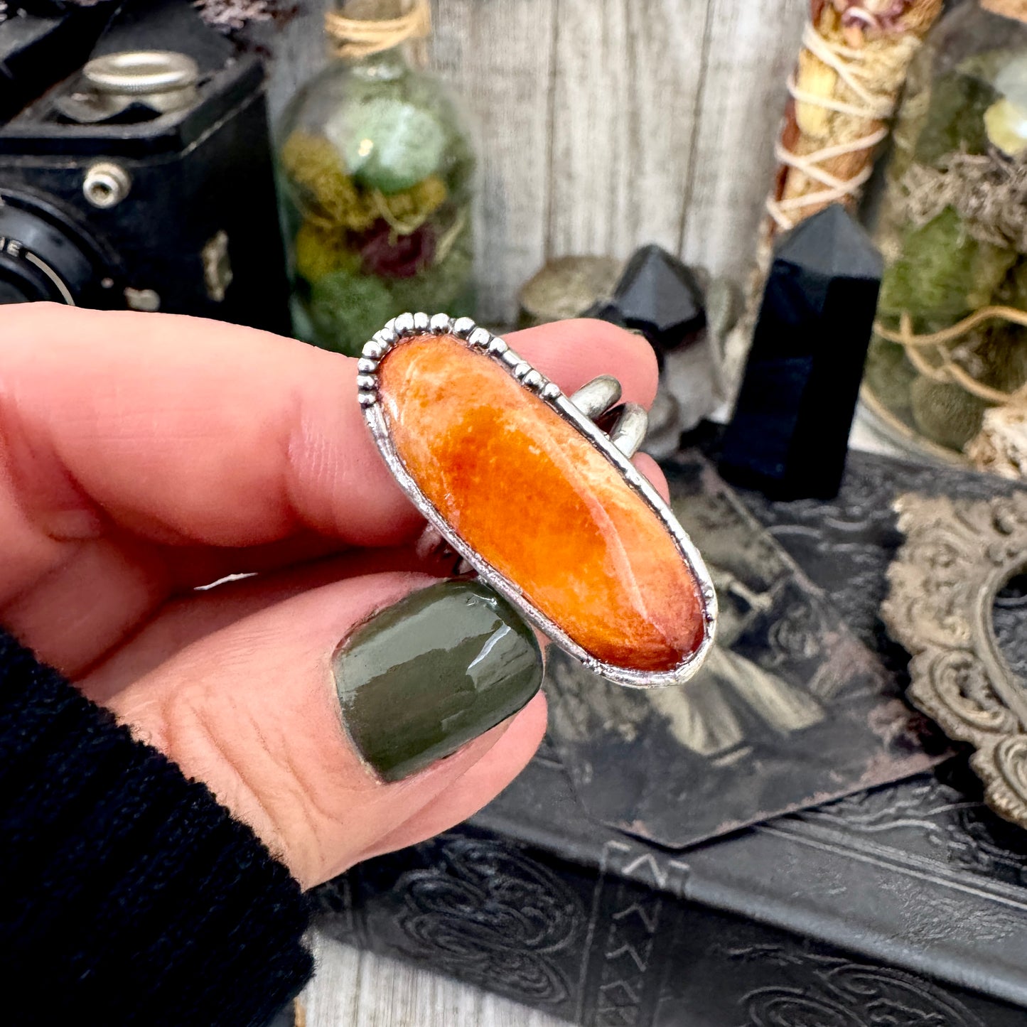 Spiny Oyster Ring Fine Silver Size 8 / Foxlark Collection - One of a Kind