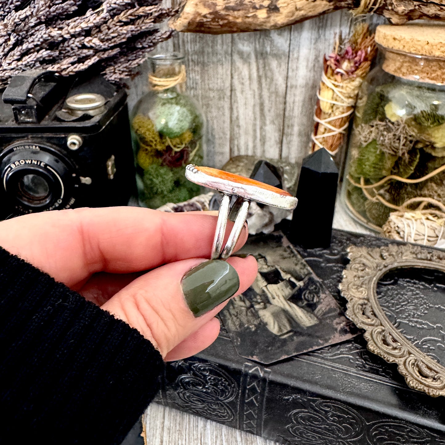 Spiny Oyster Ring Fine Silver Size 8 / Foxlark Collection - One of a Kind
