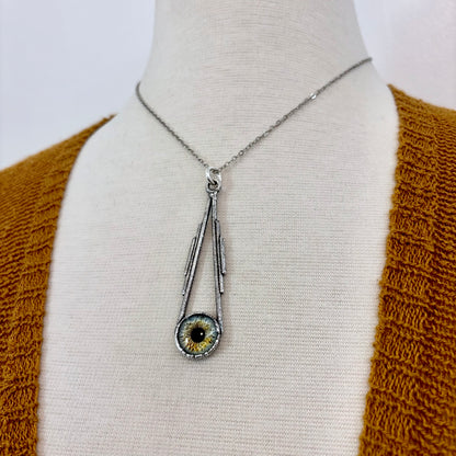 Green Eyeball Necklace Fine Silver / Foxlark Collection - One of a Kind