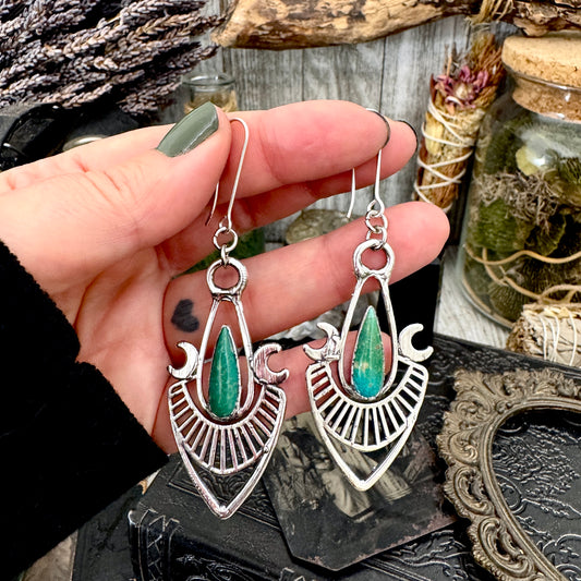Tibetan Turquoise Dramatic Drop Earrings in Fine Silver