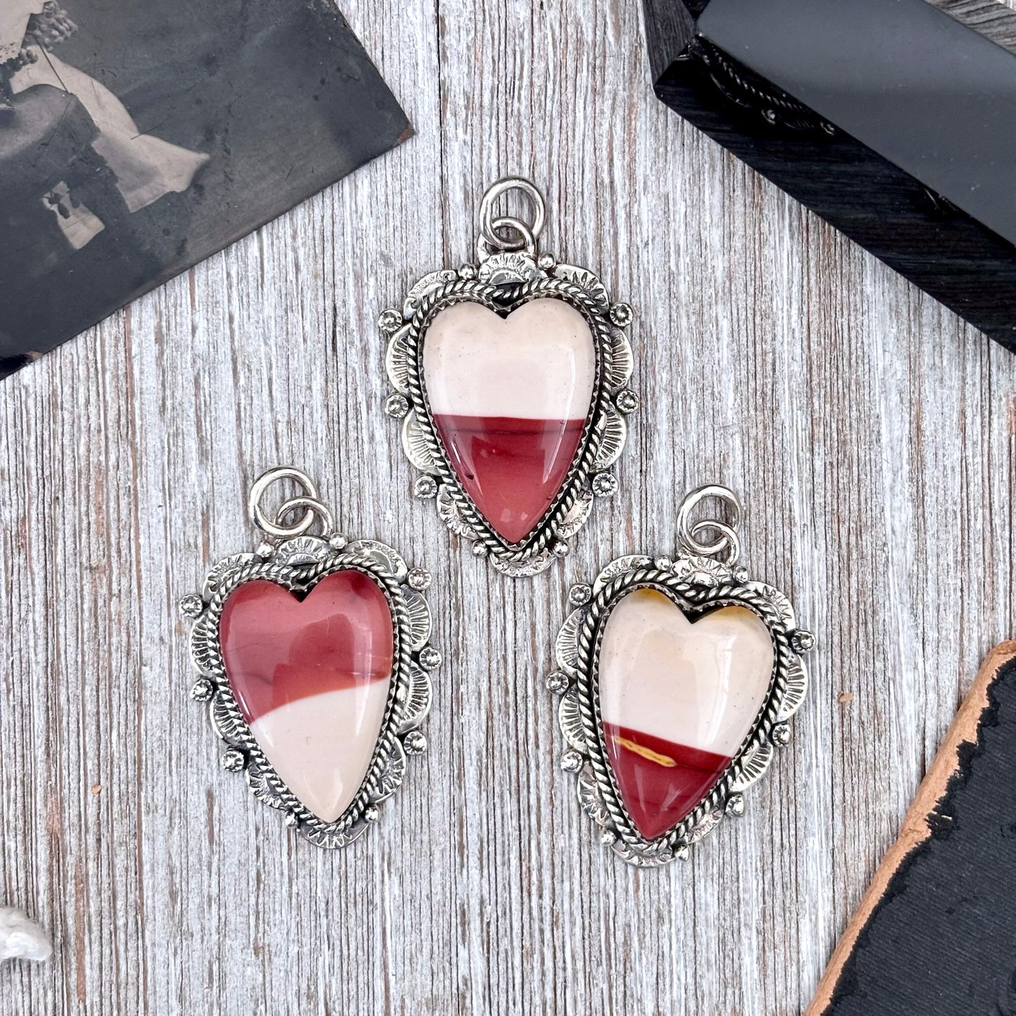 Mookaite Crystal Heart Necklace in Sterling Silver  -Designed by FOXLARK Collection