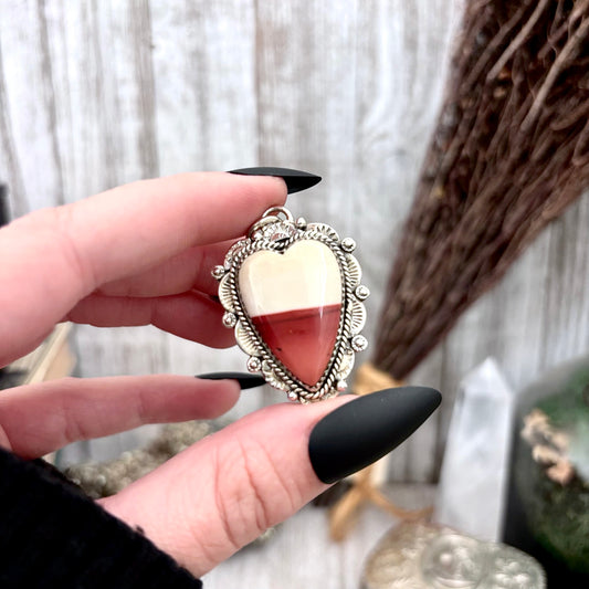 Mookaite Crystal Heart Necklace in Sterling Silver  -Designed by FOXLARK Collection