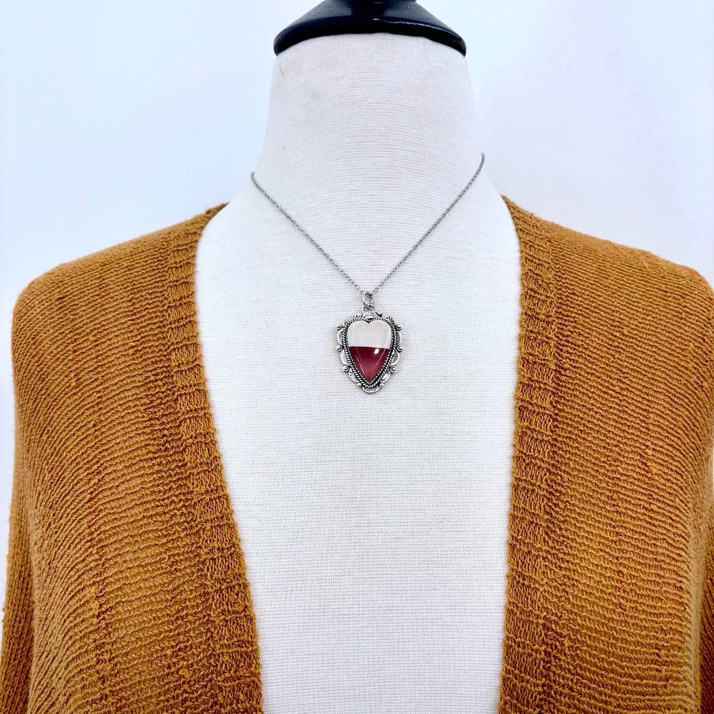 Mookaite Crystal Heart Necklace in Sterling Silver  -Designed by FOXLARK Collection
