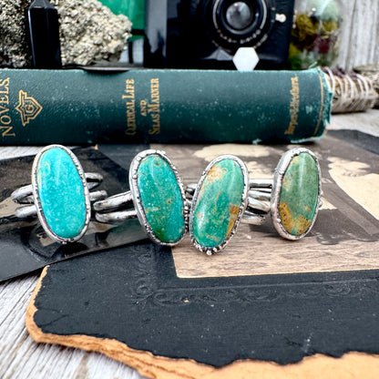 Handmade Tibetan Turquoise Ring in Fine Silver / Size 7 8 9 / Foxlark Collection