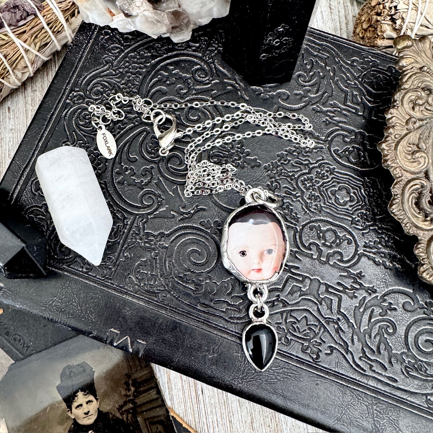 The Weirdlings - Fine Silver Necklace with Obsidian / One of a Kind