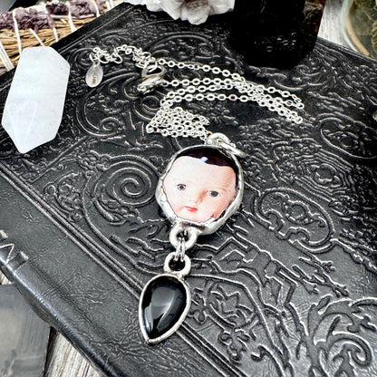 The Weirdlings - Fine Silver Necklace with Obsidian / One of a Kind