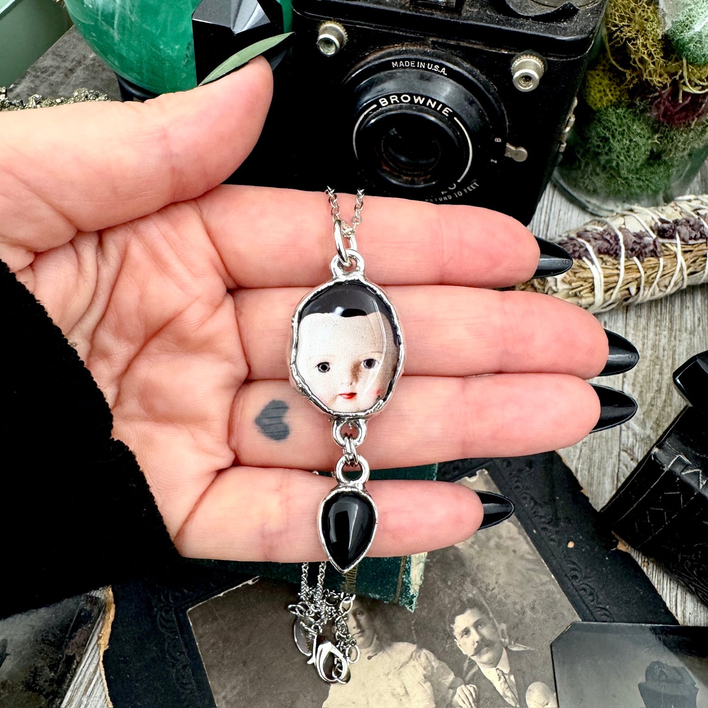 The Weirdlings - Fine Silver Necklace with Obsidian / One of a Kind
