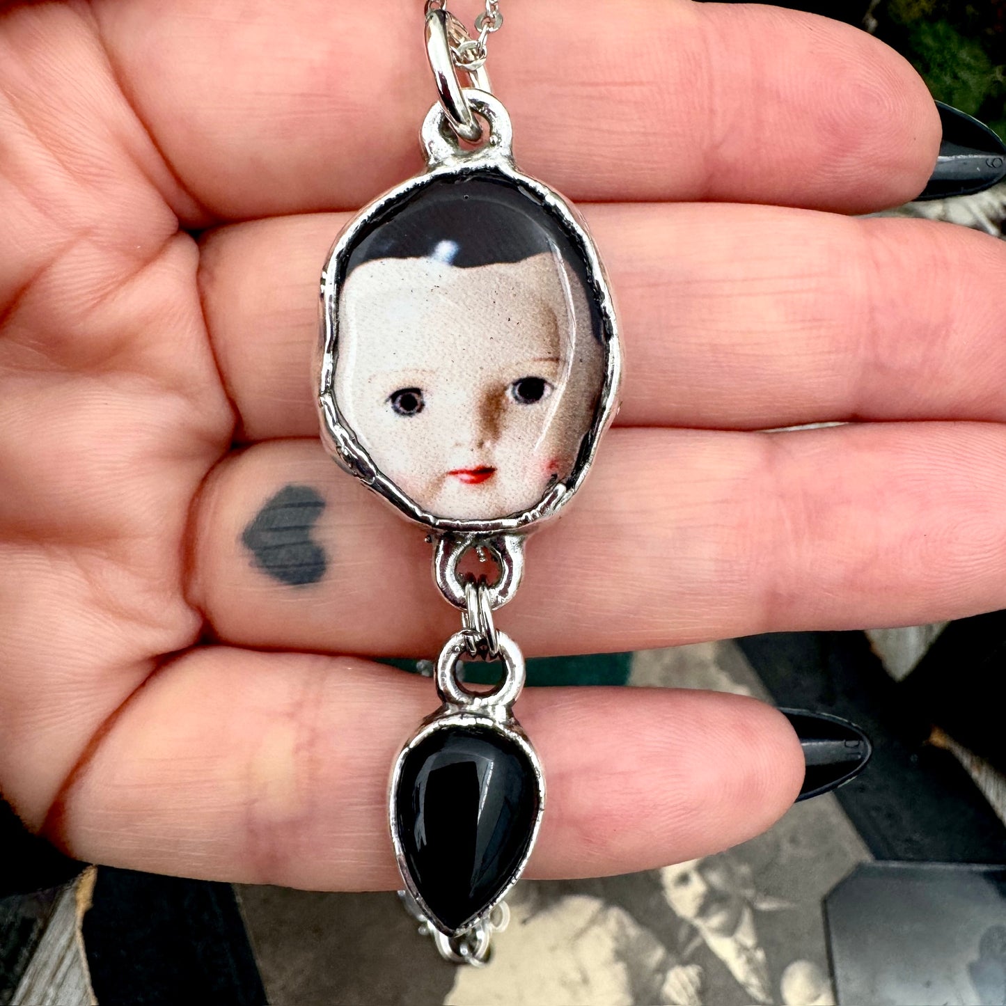The Weirdlings - Fine Silver Necklace with Obsidian / One of a Kind