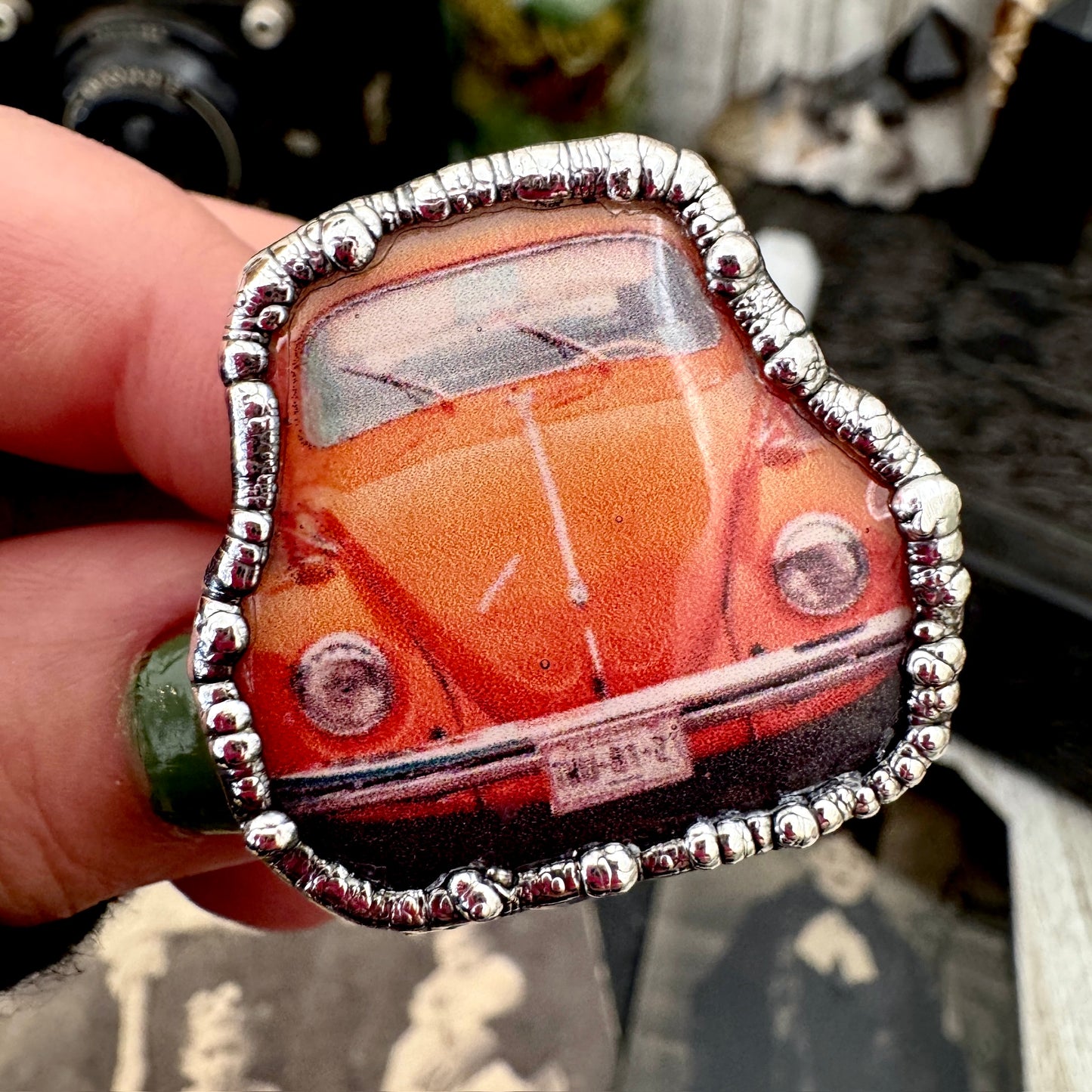 Vintage Car VW Bug - Fine Silver Ring Size 10.5 The Paper Projects Collection / One of a Kind