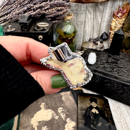 Vintage Rabbit with Top Hat- Fine Silver Ring Size 10 The Paper Projects Collection / One of a Kind
