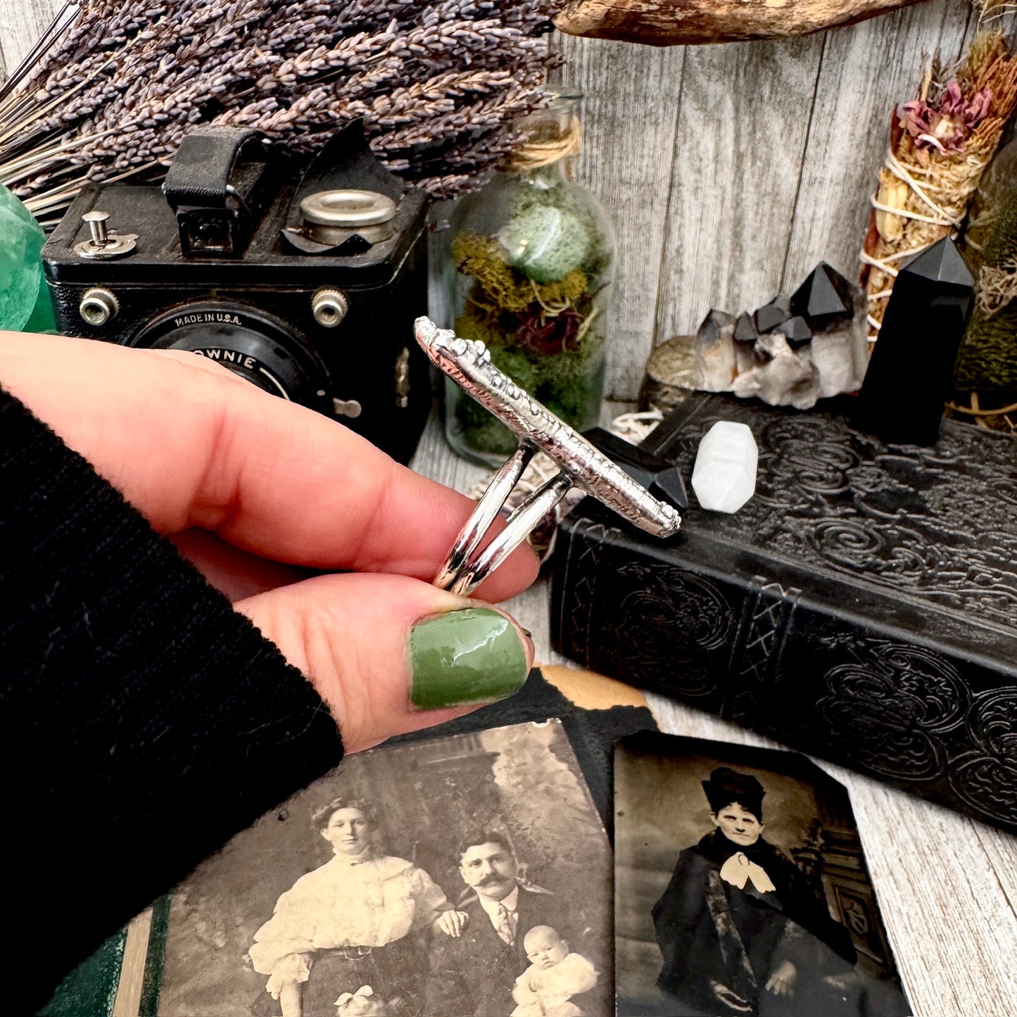 Vintage Rabbit with Top Hat- Fine Silver Ring Size 10 The Paper Projects Collection / One of a Kind