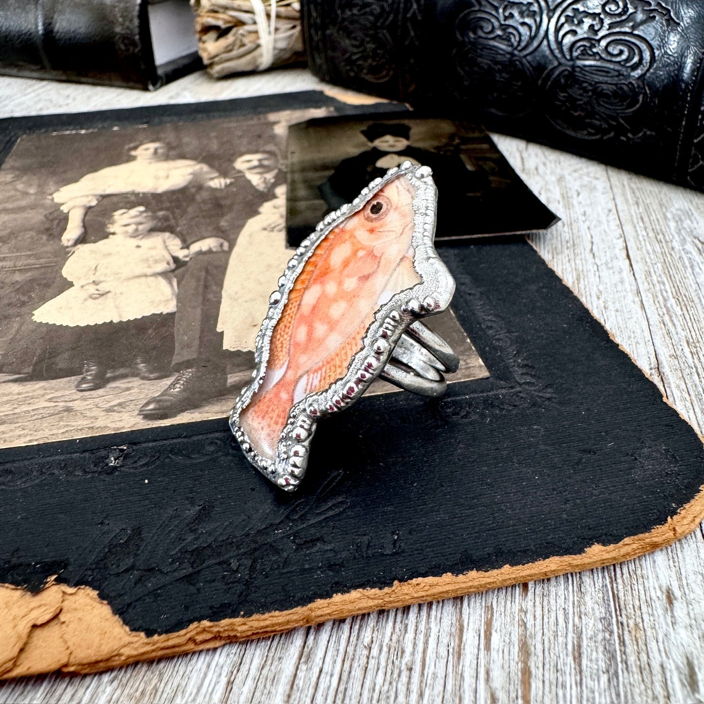 Vintage Fish- Fine Silver Ring Size 9 The Paper Projects Collection / One of a Kind