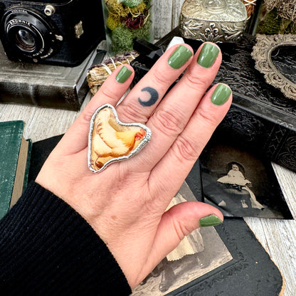 Vintage Chicken (Medium)- Fine Silver Ring Size 7.5 The Paper Projects Collection / One of a Kind