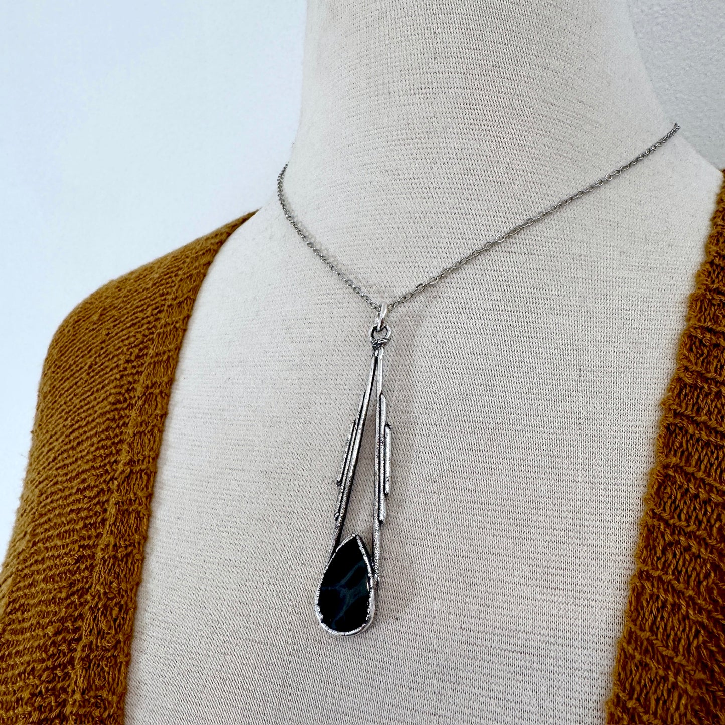 Spiderweb Obsidian Crystal Necklace in Fine Silver / Foxlark Collection - One of a Kind