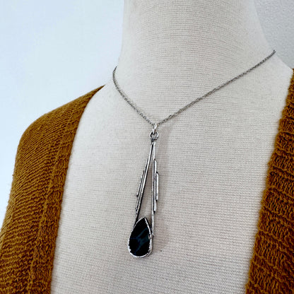 Spiderweb Obsidian Crystal Necklace in Fine Silver / Foxlark Collection - One of a Kind