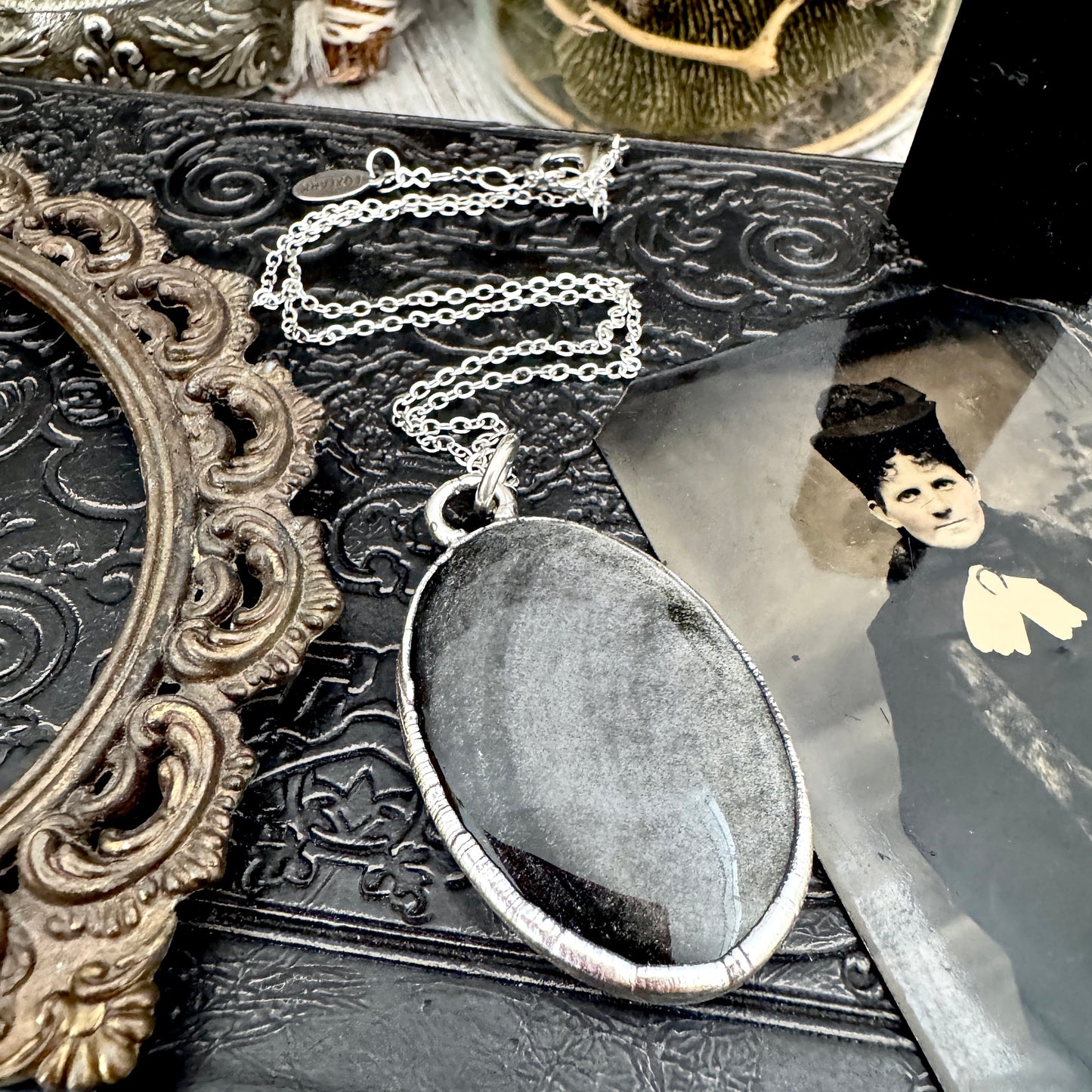 Silver Sheen Obsidian Necklace in Fine Silver / Foxlark Collection - One of a Kind