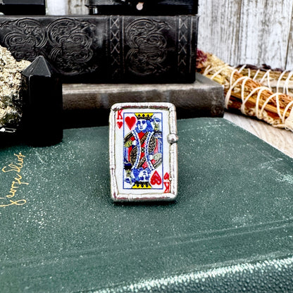 Playing Games - King Of Hearts Playing Card Ring Fine Silver Size 7 9.5 / One of a Kind