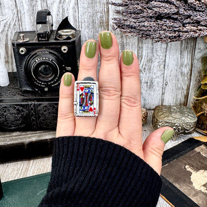 Playing Games - King Of Hearts Playing Card Ring Fine Silver Size 7 9.5 / One of a Kind