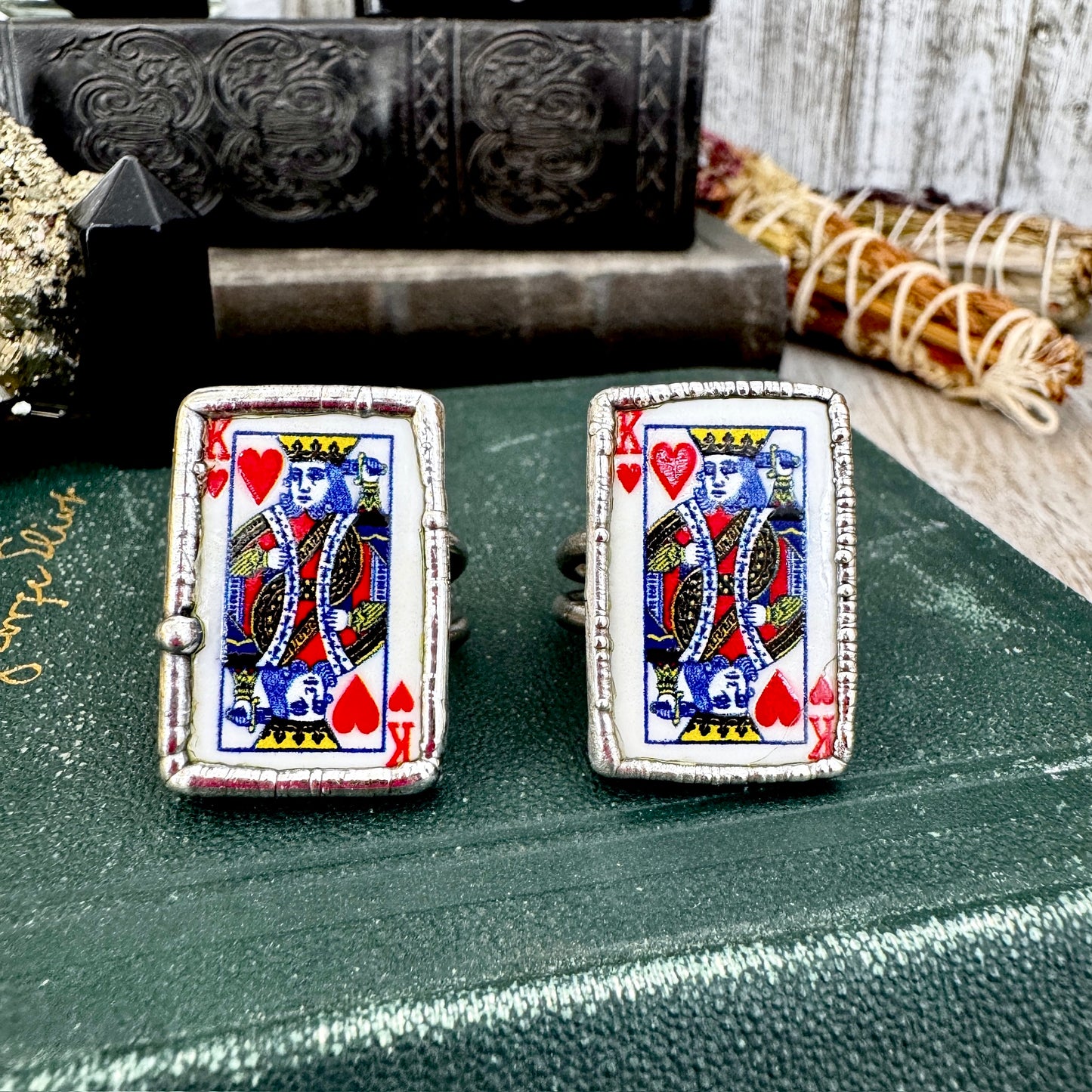 Playing Games - King Of Hearts Playing Card Ring Fine Silver Size 7 9.5 / One of a Kind