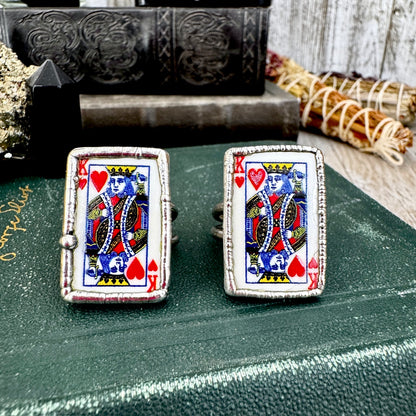 Playing Games - King Of Hearts Playing Card Ring Fine Silver Size 7 9.5 / One of a Kind