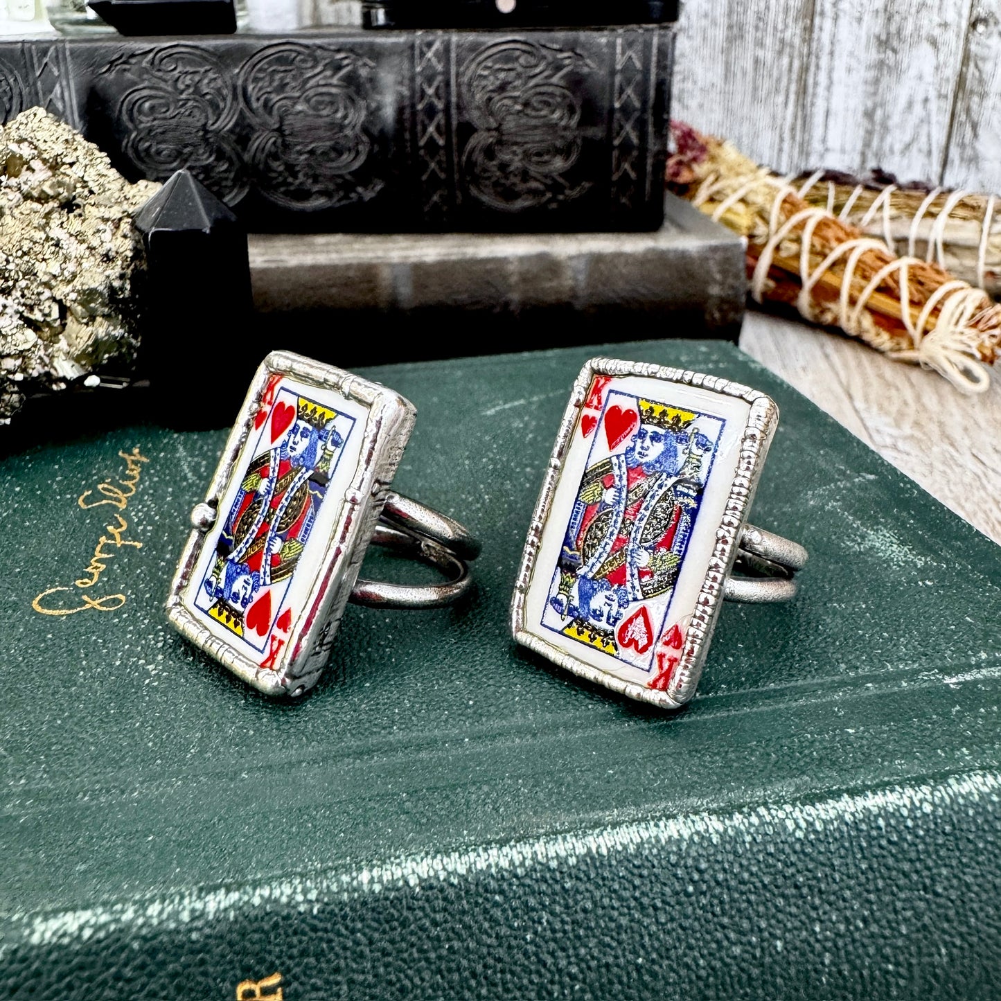 Playing Games - King Of Hearts Playing Card Ring Fine Silver Size 7 9.5 / One of a Kind