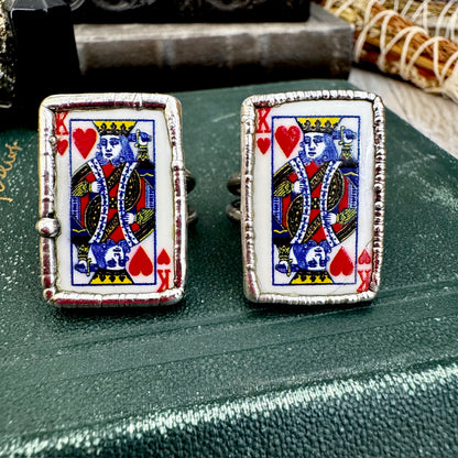 Playing Games - King Of Hearts Playing Card Ring Fine Silver Size 7 9.5 / One of a Kind
