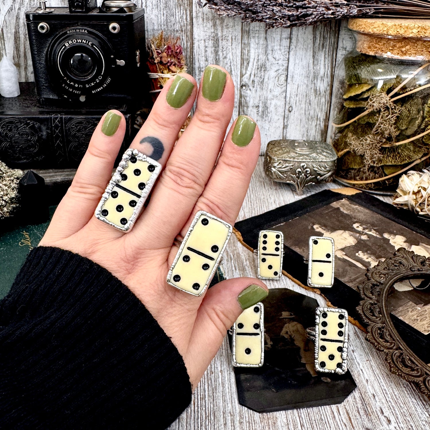 Playing Games - Dominos Ring Fine Silver Size 6 7 8 9 10 11 / One of a Kind FOXLARK