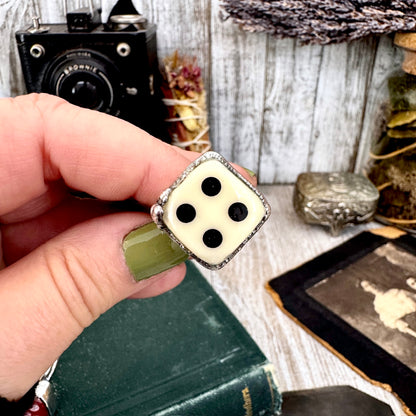 Playing Games - Dice Ring Fine Silver Size 6 7 8 9 10 11 / One of a Kind.