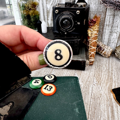 Playing Games - #8 Vintage Pool Ball Ring Fine Silver Size 8 / One of a Kind