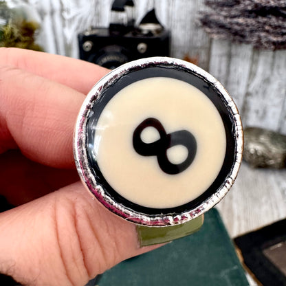 Playing Games - #8 Vintage Pool Ball Ring Fine Silver Size 8.5/ One of a Kind
