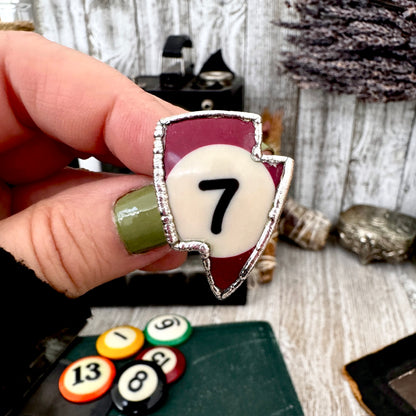 Playing Games - #7 Vintage Pool Ball Ring Fine Silver Size 7/ One of a Kind.