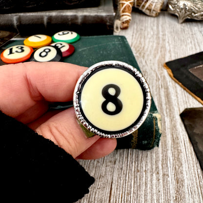 Playing Games - #8 Vintage Pool Ball Ring Fine Silver Size 10.5 / One of a Kind