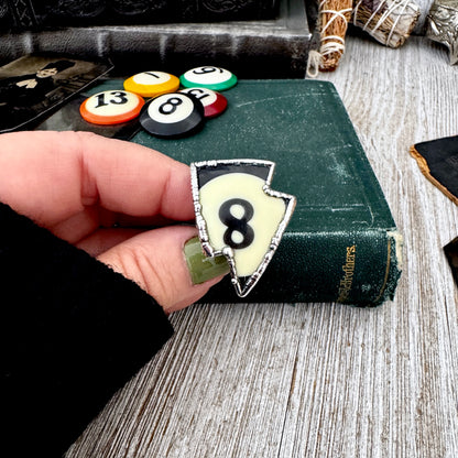 Playing Games - #8 Vintage Pool Ball Ring Fine Silver Size 9.5 / One of a Kind.