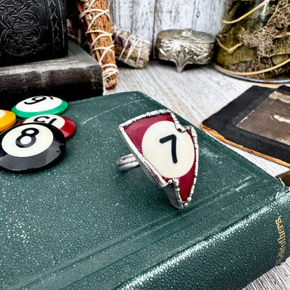 Playing Games - #7 Vintage Pool Ball Ring Fine Silver Size 10 / One of a Kind.