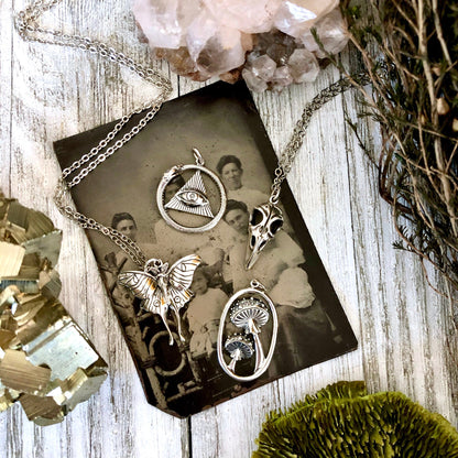 Tiny Talisman Collection - Sterling Silver Snake Pendant with Bronze Moon and Stars 33x15mm /