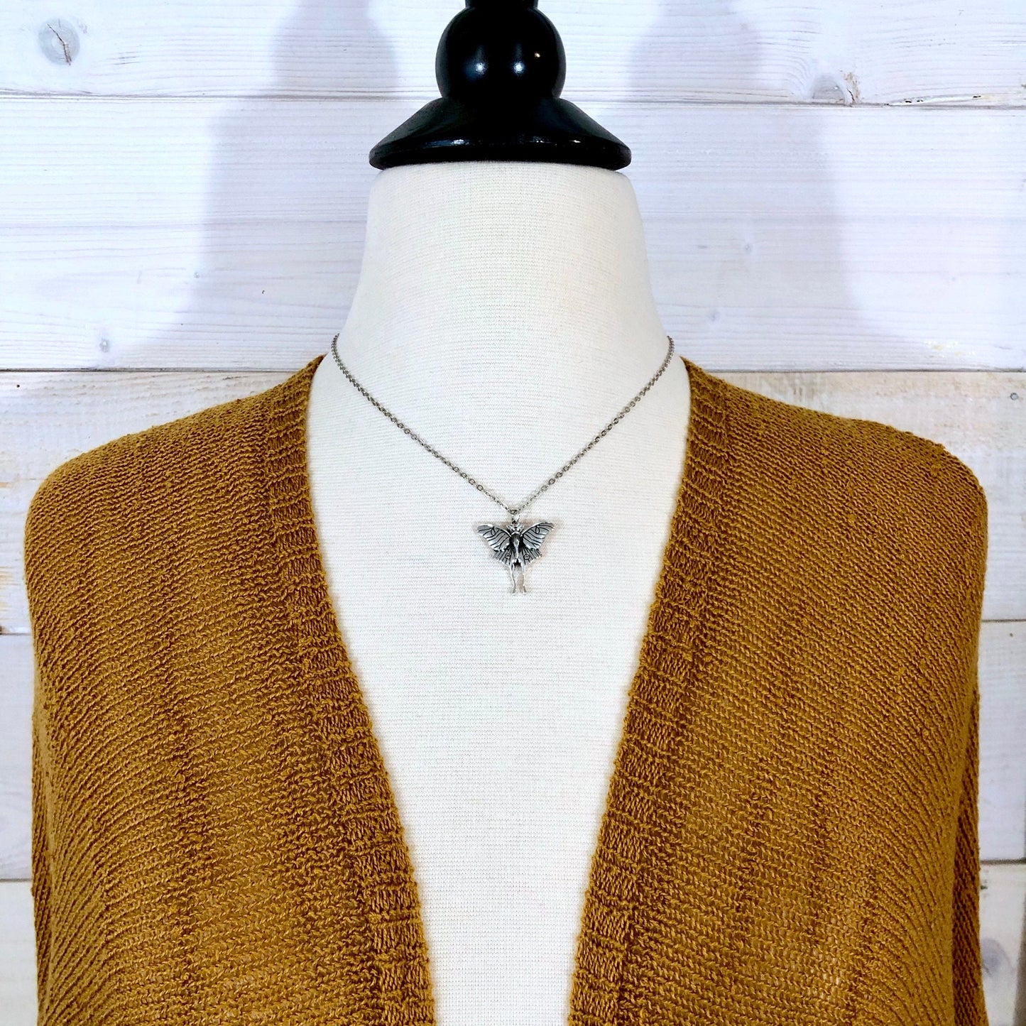 Tiny Talisman Collection - Sterling Silver Luna Moth Necklace Pendant 23x24mm /