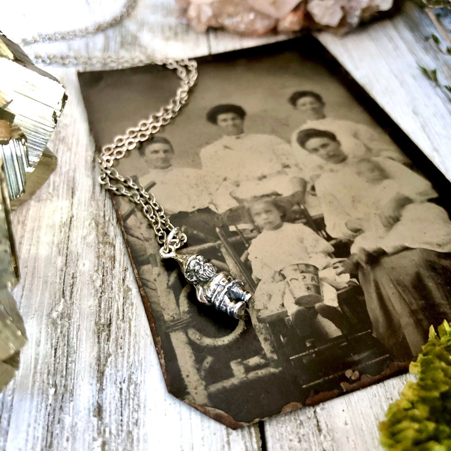 Tiny Talisman Collection - Sterling Silver Teeny Garden Gnome Necklace Pendant 19x7mm / Curated Collection