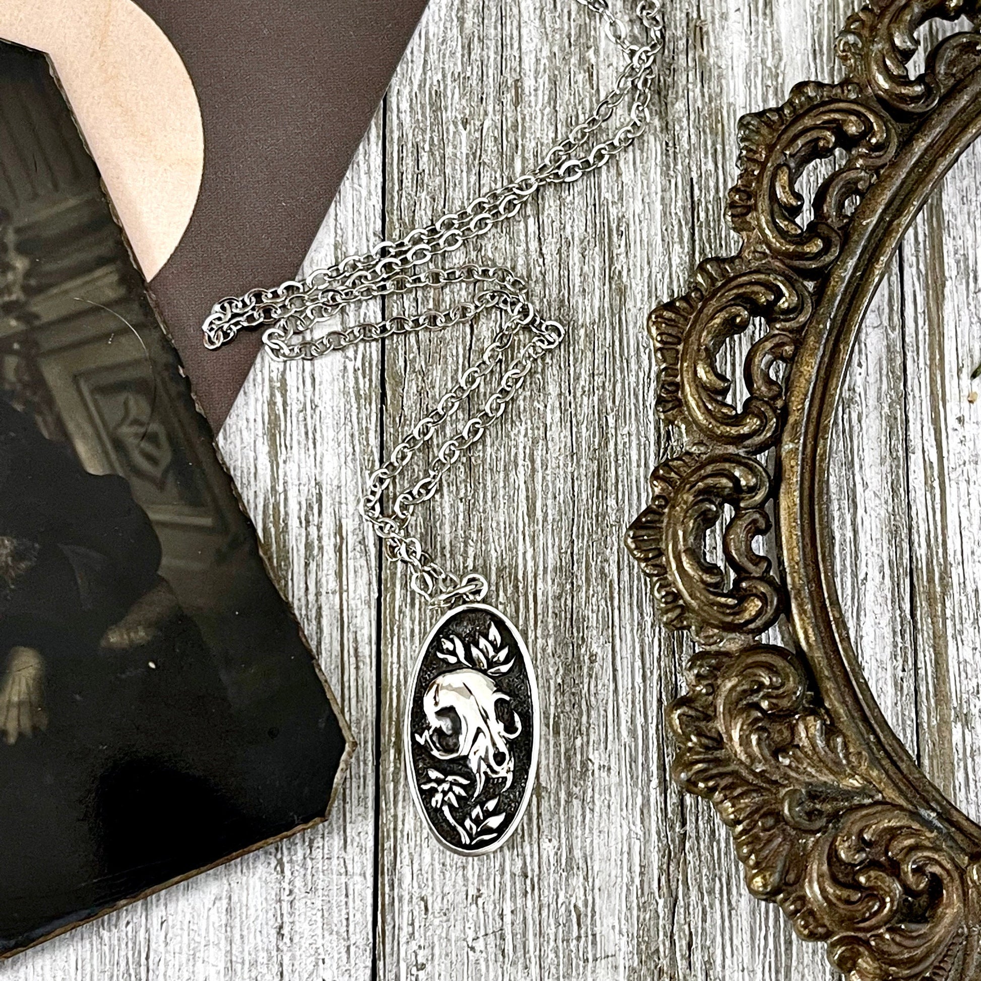 Tiny Talisman Collection - Sterling Silver Cat Skull 23x12mm /