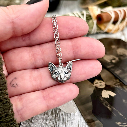 Tiny Talisman Collection - Sterling Silver Cat Necklace Pendant 17mm /