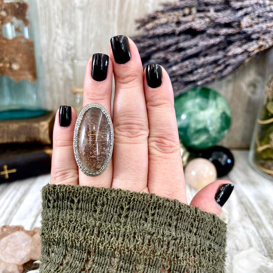 Size 6 Big Garden Quartz Crystal Statement Ring in Fine Silver / Foxlark Collection - One of a Kind // Bohemian Stone Jewelry