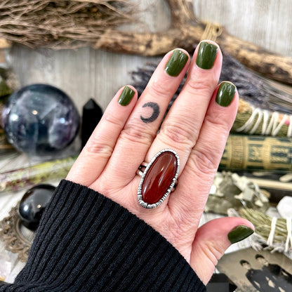 Big Natural Carnelian Statement Ring in Fine Silver Size 7 8 9 / Foxlark Collection - One of a Kind