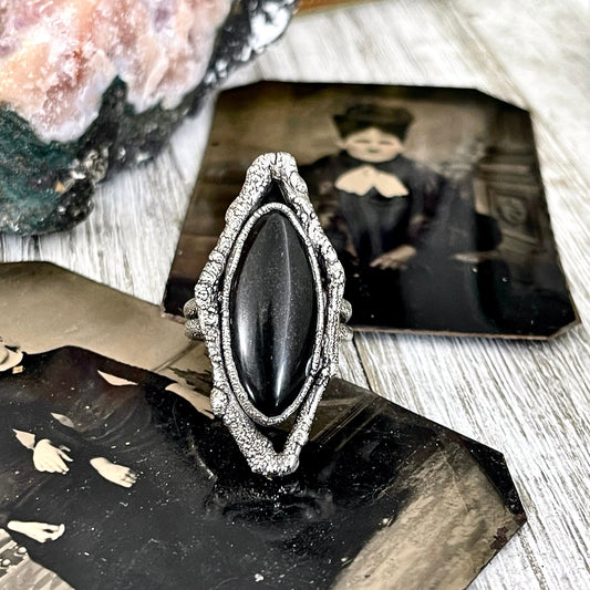 Sticks and Stones Collection- Size 9 Black Onyx Statement Ring in Fine Silver // Big Punk Ring Goth Witchy Crystal Ring Gemstone Jewelry