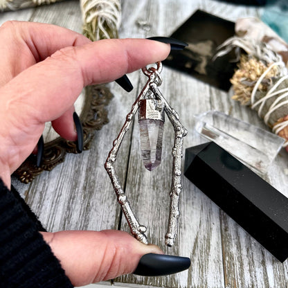 Sticks & Stones Collection- Purple Vera Cruz Amethyst Necklace in Fine Silver // Large Crystal Necklace Witchy Jewelry Gothic Pendant