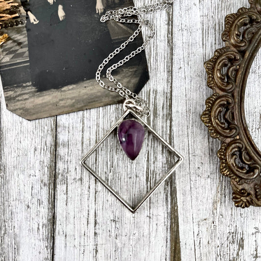 Amethyst Crystal Necklace Pendant in Fine Silver / Foxlark Collection - One of a Kind / Witchy Necklace Goth Jewelry / Gothic Jewelry