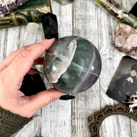 Large Green Fluorite Crystal Ball / FoxlarkCrystals